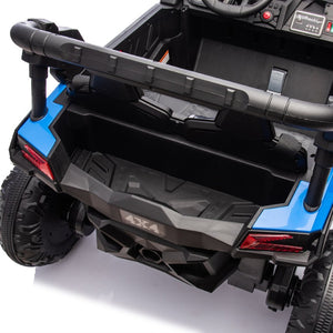 English Elm 24v Two Seat Kids Electric Utv with Parental Remote Suspension Off Road Ride On Blue W1578P184799