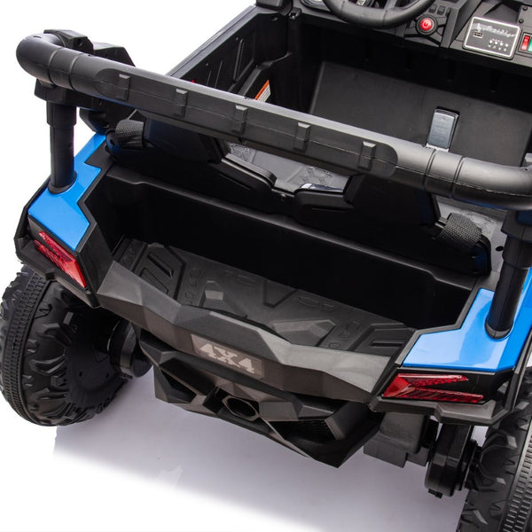 English Elm 24v Two Seat Kids Electric Utv with Parental Remote Suspension Off Road Ride On Blue W1578P184799