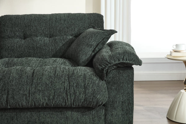 English Elm Casual 3-Seater Chenille Sofa In Elegant Green - Modern Minimalist Design For Ultimate Comfort & Style W2100S00214