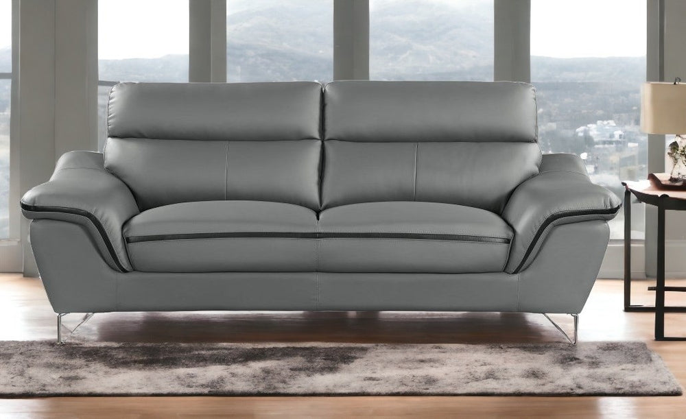 Homeroots 69" Gray And Silver Faux Leather Love Seat   329500