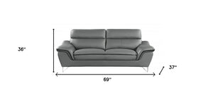 Homeroots 69" Gray And Silver Faux Leather Love Seat   329500