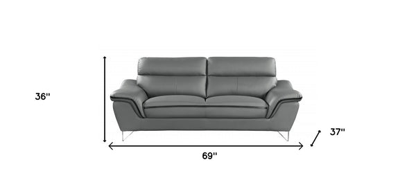 Homeroots 69" Gray And Silver Faux Leather Love Seat   329500
