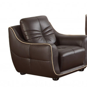 HomeRoots Three Piece Indoor Brown Genuine Leather Seating Set for Six - Elegant Comfort for Any Space 221" X 37" X 36" 329502