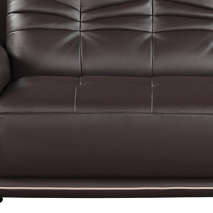 HomeRoots Three Piece Indoor Brown Genuine Leather Seating Set for Six - Elegant Comfort for Any Space 49" X 37" X 36" 329504