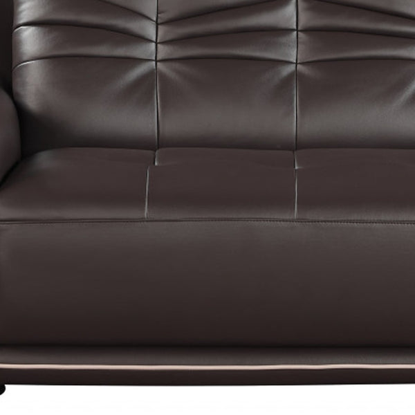 HomeRoots Three Piece Indoor Brown Genuine Leather Seating Set for Six - Elegant Comfort for Any Space 49" X 37" X 36" 329504