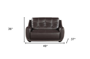 HomeRoots Three Piece Indoor Brown Genuine Leather Seating Set for Six - Elegant Comfort for Any Space 49" X 37" X 36" 329504