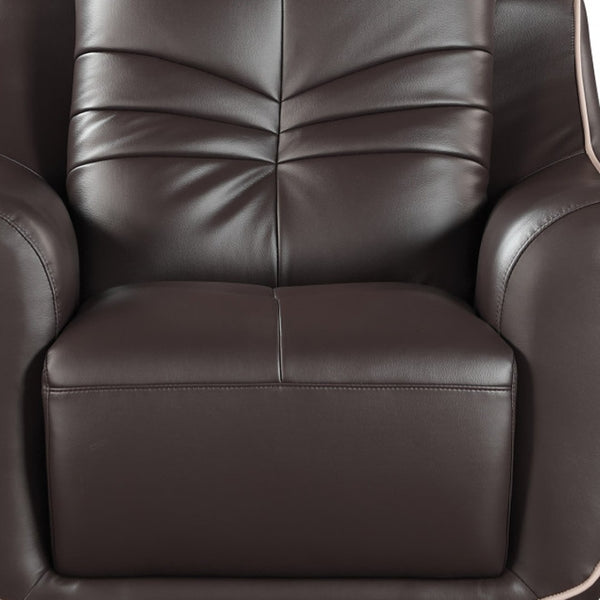 HomeRoots Three Piece Indoor Brown Genuine Leather Seating Set for Six - Elegant Comfort for Any Space 49" X 37" X 36" 329505