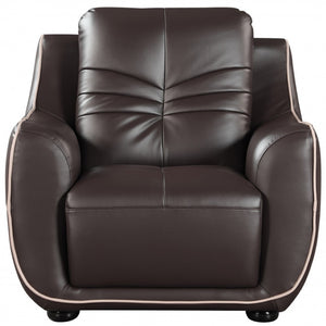 HomeRoots Three Piece Indoor Brown Genuine Leather Seating Set for Six - Elegant Comfort for Any Space 49" X 37" X 36" 329505