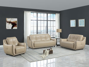 HomeRoots Three Piece Indoor Beige Genuine Leather Seating Set for Six - Timeless Comfort & Style 221" X 37" X 36" 329506
