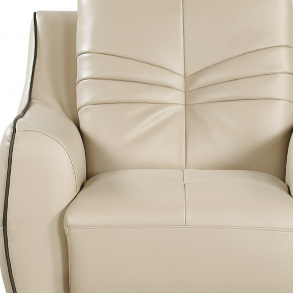 HomeRoots Three Piece Indoor Beige Genuine Leather Seating Set for Six - Timeless Comfort & Style 221" X 37" X 36" 329506