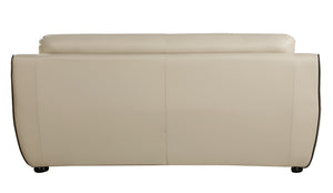 Homeroots 86" Beige Faux Leather Sofa With Black Legs   329507