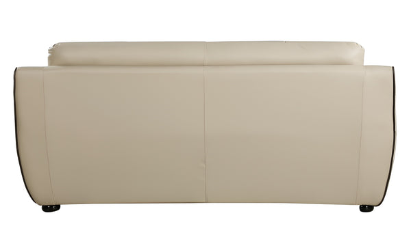 Homeroots 86" Beige Faux Leather Sofa With Black Legs   329507