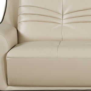 Homeroots 86" Beige Faux Leather Sofa With Black Legs   329507