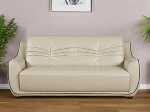 Homeroots 86" Beige Faux Leather Sofa With Black Legs   329507