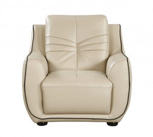 Homeroots 36" Beige Elegant Faux Leather Chair   329509
