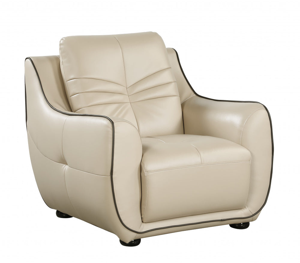Homeroots 36" Beige Elegant Faux Leather Chair   329509