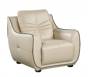 Homeroots 36" Beige Elegant Faux Leather Chair   329509