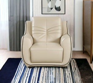 Homeroots 36" Beige Elegant Faux Leather Chair   329509