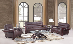 Homeroots Three Piece Indoor Brown Genuine Leather Six Person Seating Set   329510
