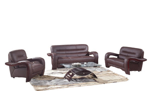Homeroots Three Piece Indoor Brown Genuine Leather Six Person Seating Set   329510