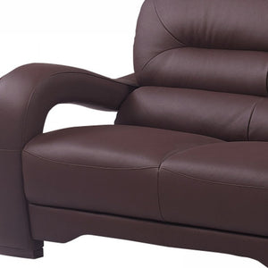 Homeroots 56" Brown And Dark Brown Faux Leather Love Seat   329512