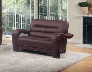 Homeroots 56" Brown And Dark Brown Faux Leather Love Seat   329512
