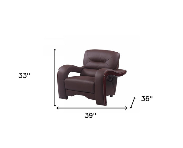 Homeroots 33" Brown Glamorous Leather Chair   329513