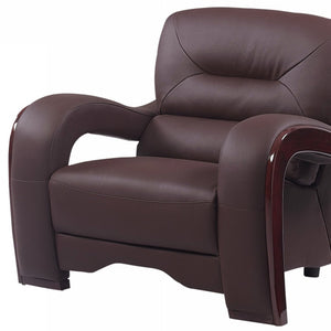 Homeroots 33" Brown Glamorous Leather Chair   329513