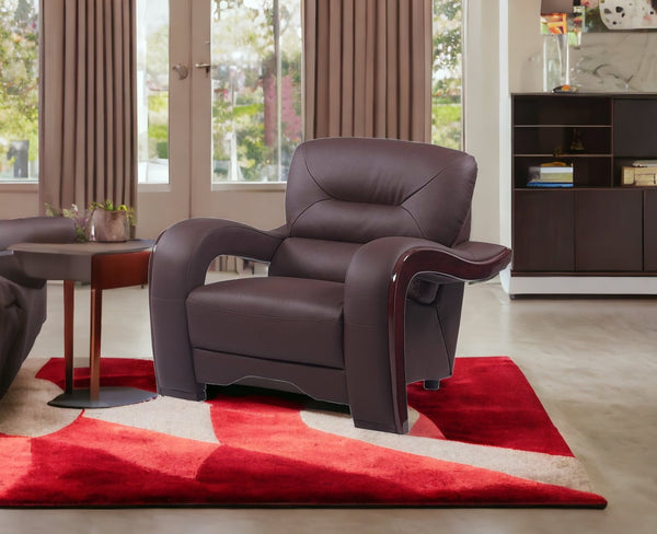 Homeroots 33" Brown Glamorous Leather Chair   329513