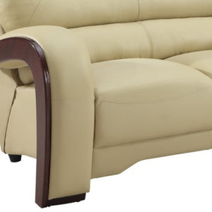 Homeroots 56" Beige And Dark Brown Faux Leather Love Seat   329516