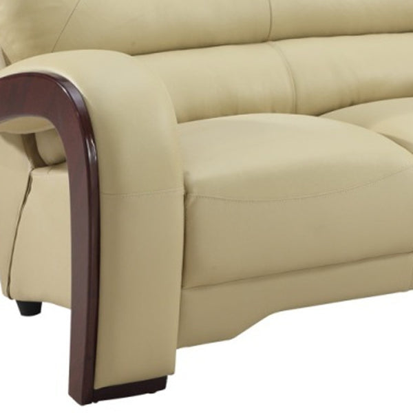 Homeroots 56" Beige And Dark Brown Faux Leather Love Seat   329516