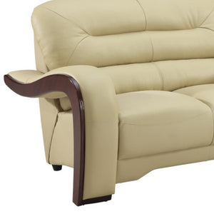 Homeroots 56" Beige And Dark Brown Faux Leather Love Seat   329516