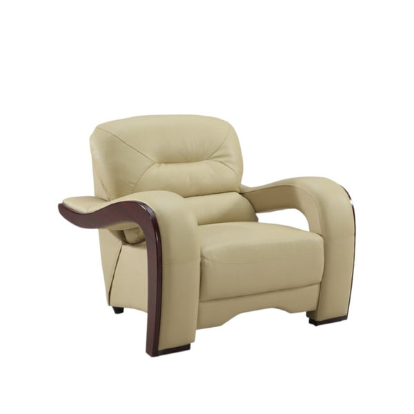 HomeRoots Three Piece Beige Genuine Leather Seating Set for 6 - Stylish, Durable Comfort for Your Living Room 39" X 36" X 33" 329517