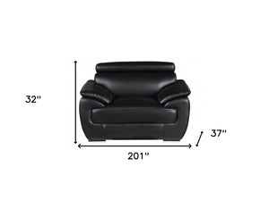 HomeRoots Three Piece Genuine Leather Seating Set for 6 - Luxurious Comfort & Timeless Design for Living Rooms 329518