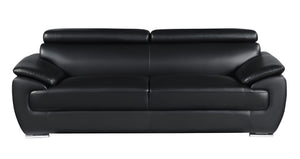 Homeroots 86" Black Leather Sofa With Silver Legs Black  329519