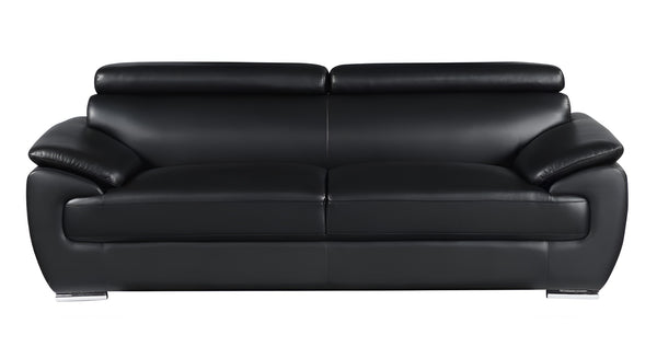 Homeroots 86" Black Leather Sofa With Silver Legs Black  329519
