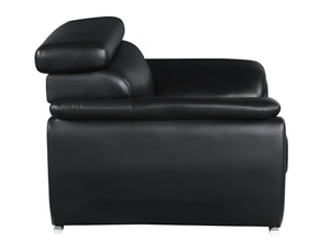 Homeroots 86" Black Leather Sofa With Silver Legs Black  329519