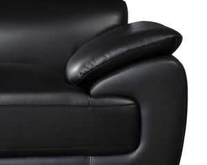 Homeroots 86" Black Leather Sofa With Silver Legs Black  329519