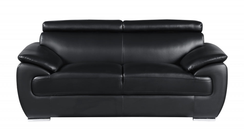 Homeroots 69" Black And Silver Faux Leather Loveseat Black  329520