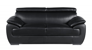 Homeroots 69" Black And Silver Faux Leather Loveseat Black  329520