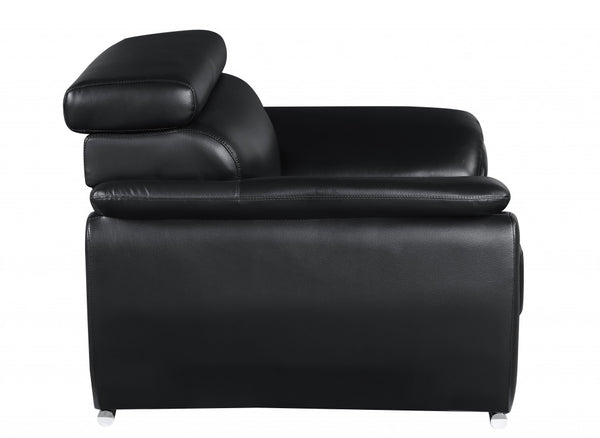 Homeroots 69" Black And Silver Faux Leather Loveseat Black  329520