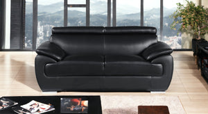 Homeroots 69" Black And Silver Faux Leather Loveseat Black  329520