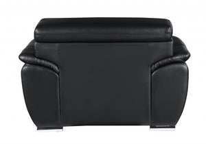 Homeroots 32" To 38" Black Captivating Leather Chair Black  329521