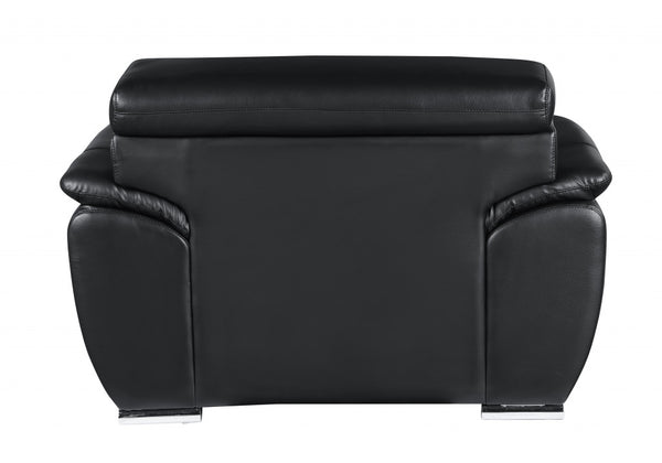 Homeroots 32" To 38" Black Captivating Leather Chair Black  329521