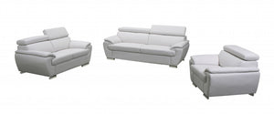 Homeroots Three Piece Indoor White Genuine Leather Six Person Seating Set White  329522