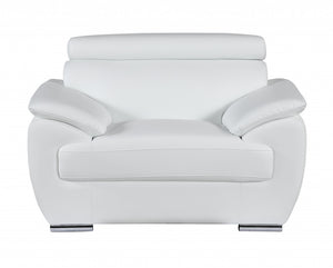 Homeroots Three Piece Indoor White Genuine Leather Six Person Seating Set White  329522