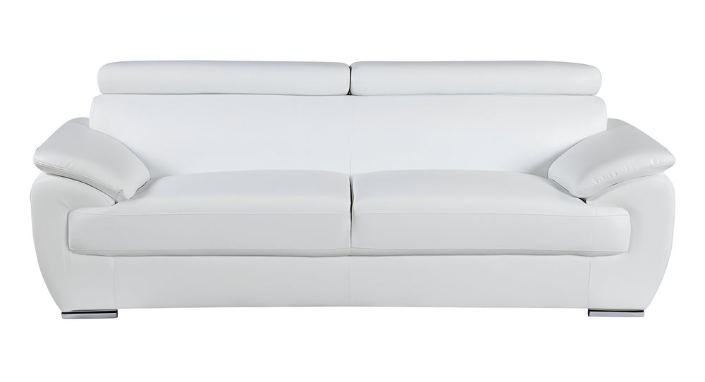 Homeroots 86" White Leather Sofa With Silver Legs White  329523