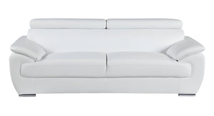 Homeroots 86" White Leather Sofa With Silver Legs White  329523