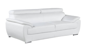 Homeroots 86" White Leather Sofa With Silver Legs White  329523
