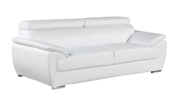 Homeroots 86" White Leather Sofa With Silver Legs White  329523